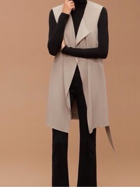 Babaton Long Sleeveless Drape Vest - Taupe